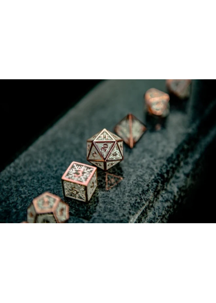 Hollow Metal RPG Dice Set - Rose Gold Snowflake